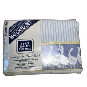 Vintage Geese Print 3-Piece Twin Bed Sheet Set‎ Cotton Blend Irregular Percale